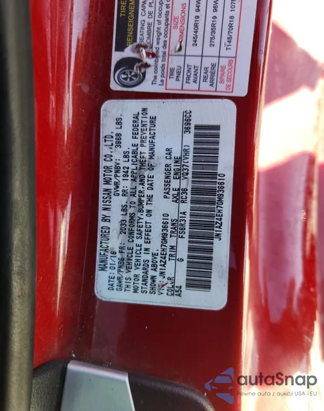 2016 Nissan 370Z Base from USA, damaged, VIN JN1AZ4EH7GM936610